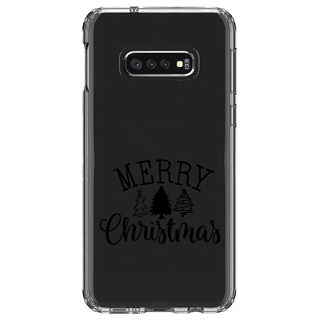 Merry Christmas Doodle Trees Clear Shockproof iPhone Case, view 18