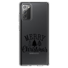 DistinctInk® Clear Shockproof Hybrid Case for Apple iPhone / Samsung Galaxy / Google Pixel - Merry Christmas Doodle Trees