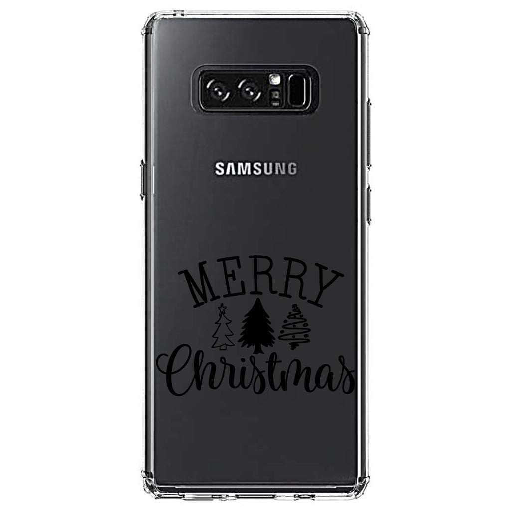 Merry Christmas Doodle Trees Clear Shockproof iPhone Case, view 12