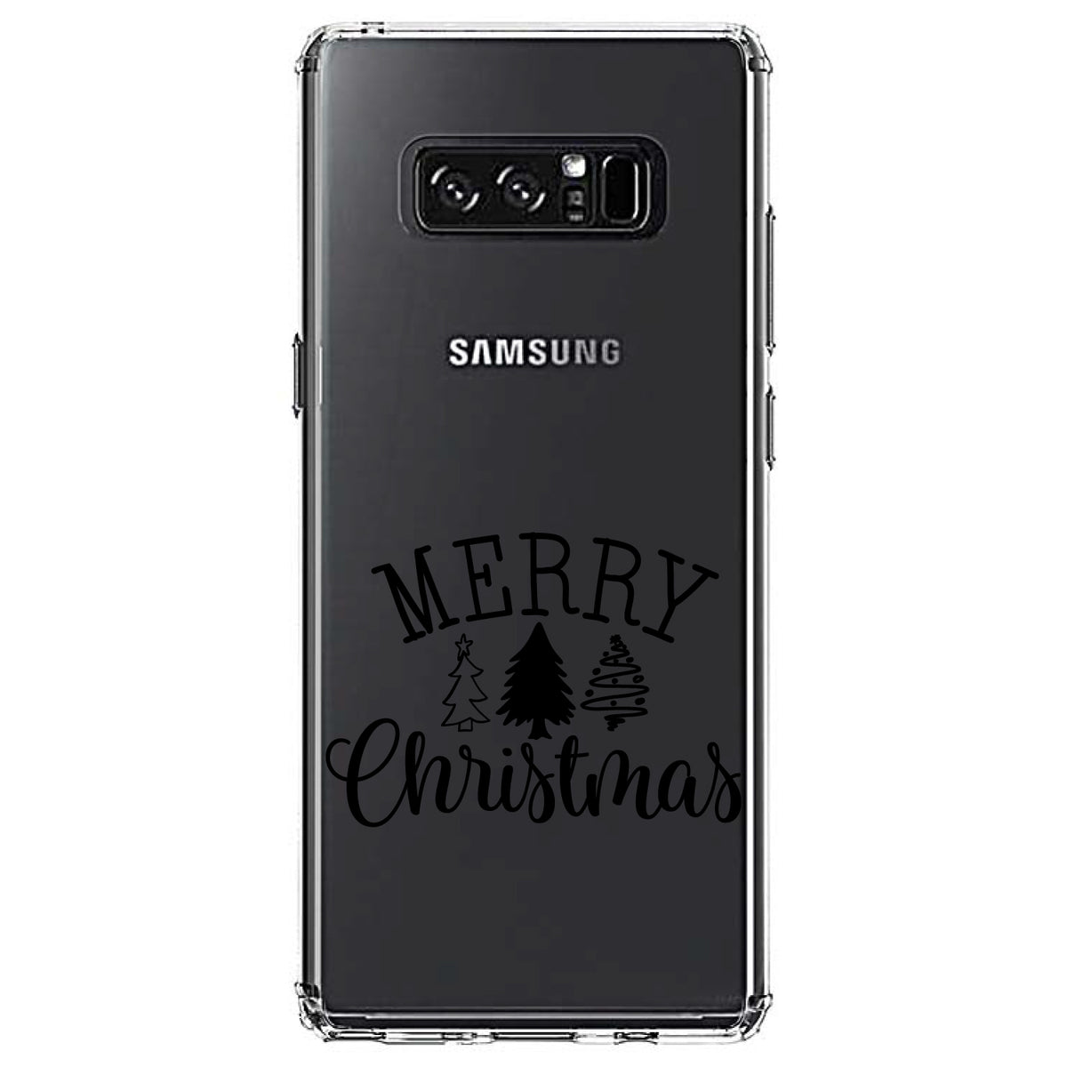 Merry Christmas Doodle Trees Clear Shockproof iPhone Case, view 12