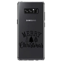 DistinctInk® Clear Shockproof Hybrid Case for Apple iPhone / Samsung Galaxy / Google Pixel - Merry Christmas Doodle Trees