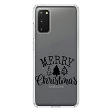 DistinctInk® Clear Shockproof Hybrid Case for Apple iPhone / Samsung Galaxy / Google Pixel - Merry Christmas Doodle Trees
