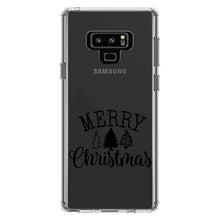 DistinctInk® Clear Shockproof Hybrid Case for Apple iPhone / Samsung Galaxy / Google Pixel - Merry Christmas Doodle Trees