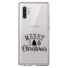 DistinctInk® Clear Shockproof Hybrid Case for Apple iPhone / Samsung Galaxy / Google Pixel - Merry Christmas Doodle Trees