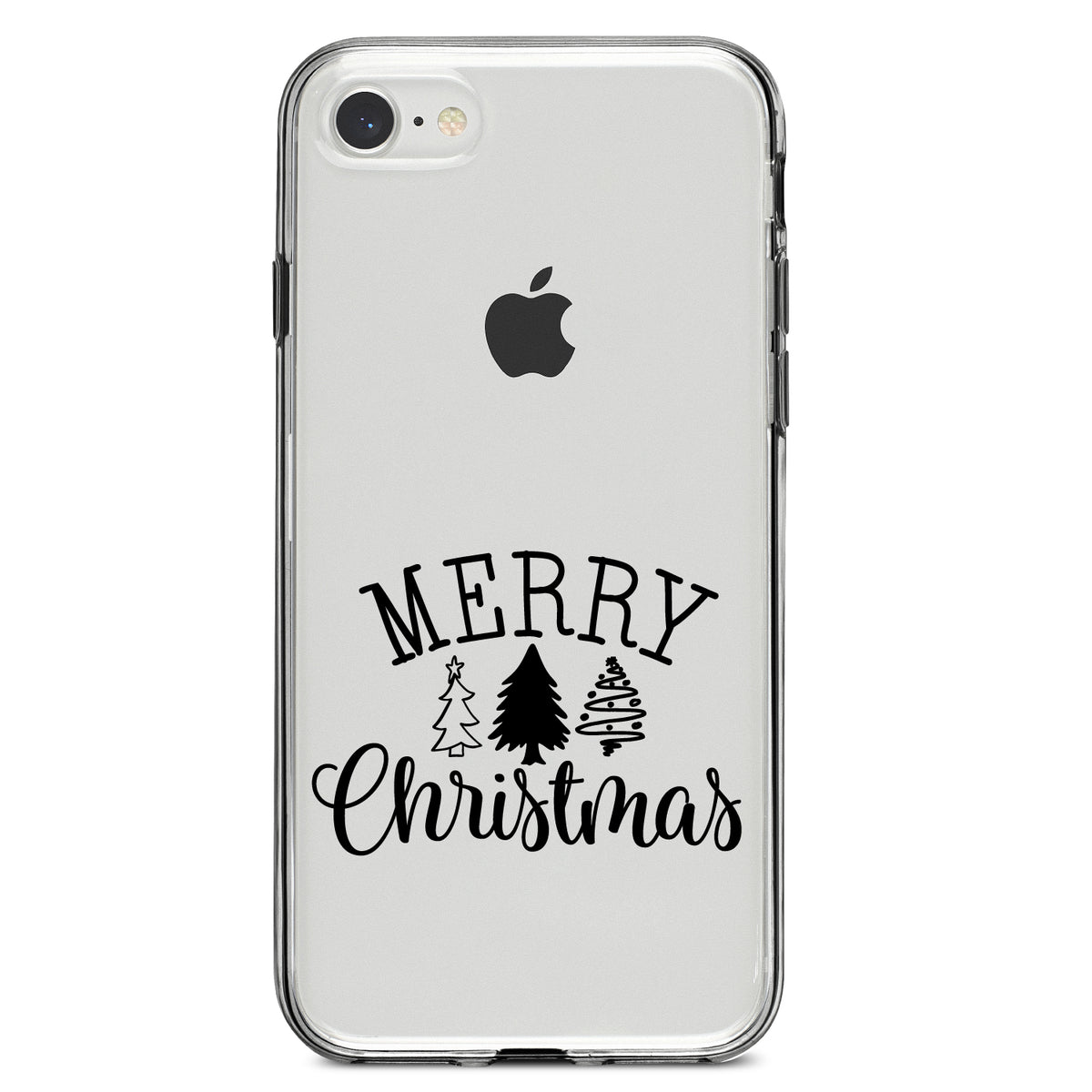 Merry Christmas Doodle Trees Clear Shockproof iPhone Case, view 5