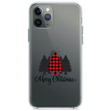 DistinctInk® Clear Shockproof Hybrid Case for Apple iPhone / Samsung Galaxy / Google Pixel - Merry Christmas Plaid Tree