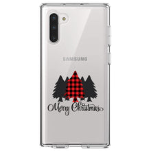 DistinctInk® Clear Shockproof Hybrid Case for Apple iPhone / Samsung Galaxy / Google Pixel - Merry Christmas Plaid Tree