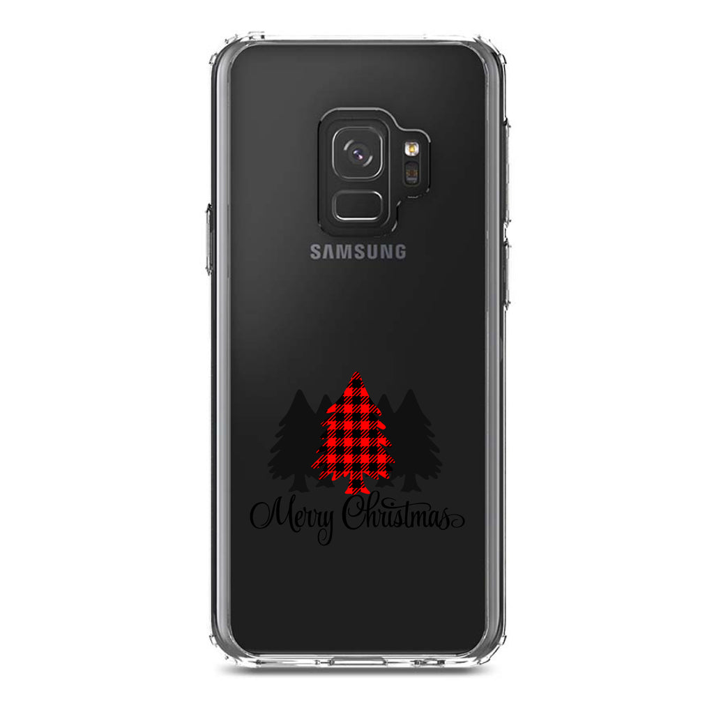 Merry Christmas Plaid Tree Clear Shockproof iPhone Case, view 19
