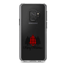 DistinctInk® Clear Shockproof Hybrid Case for Apple iPhone / Samsung Galaxy / Google Pixel - Merry Christmas Plaid Tree