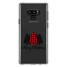 DistinctInk® Clear Shockproof Hybrid Case for Apple iPhone / Samsung Galaxy / Google Pixel - Merry Christmas Plaid Tree