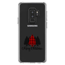 DistinctInk® Clear Shockproof Hybrid Case for Apple iPhone / Samsung Galaxy / Google Pixel - Merry Christmas Plaid Tree