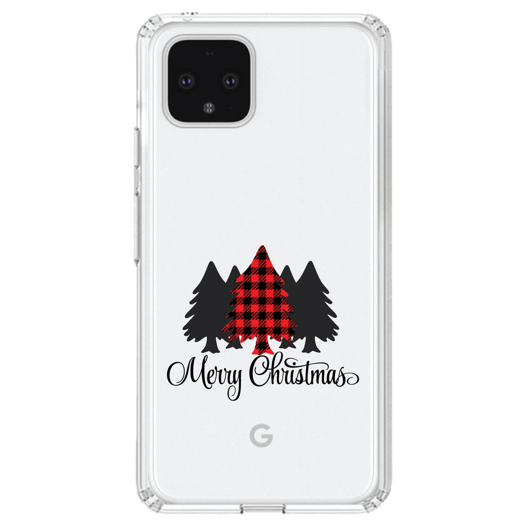 Merry Christmas Plaid Tree Clear Shockproof iPhone Case, view 23