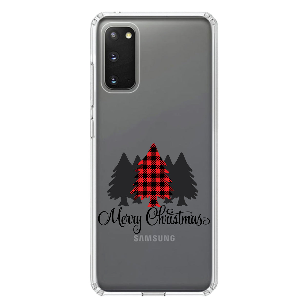 Merry Christmas Plaid Tree Clear Shockproof iPhone Case, view 15