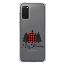 DistinctInk® Clear Shockproof Hybrid Case for Apple iPhone / Samsung Galaxy / Google Pixel - Merry Christmas Plaid Tree