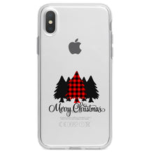 DistinctInk® Clear Shockproof Hybrid Case for Apple iPhone / Samsung Galaxy / Google Pixel - Merry Christmas Plaid Tree