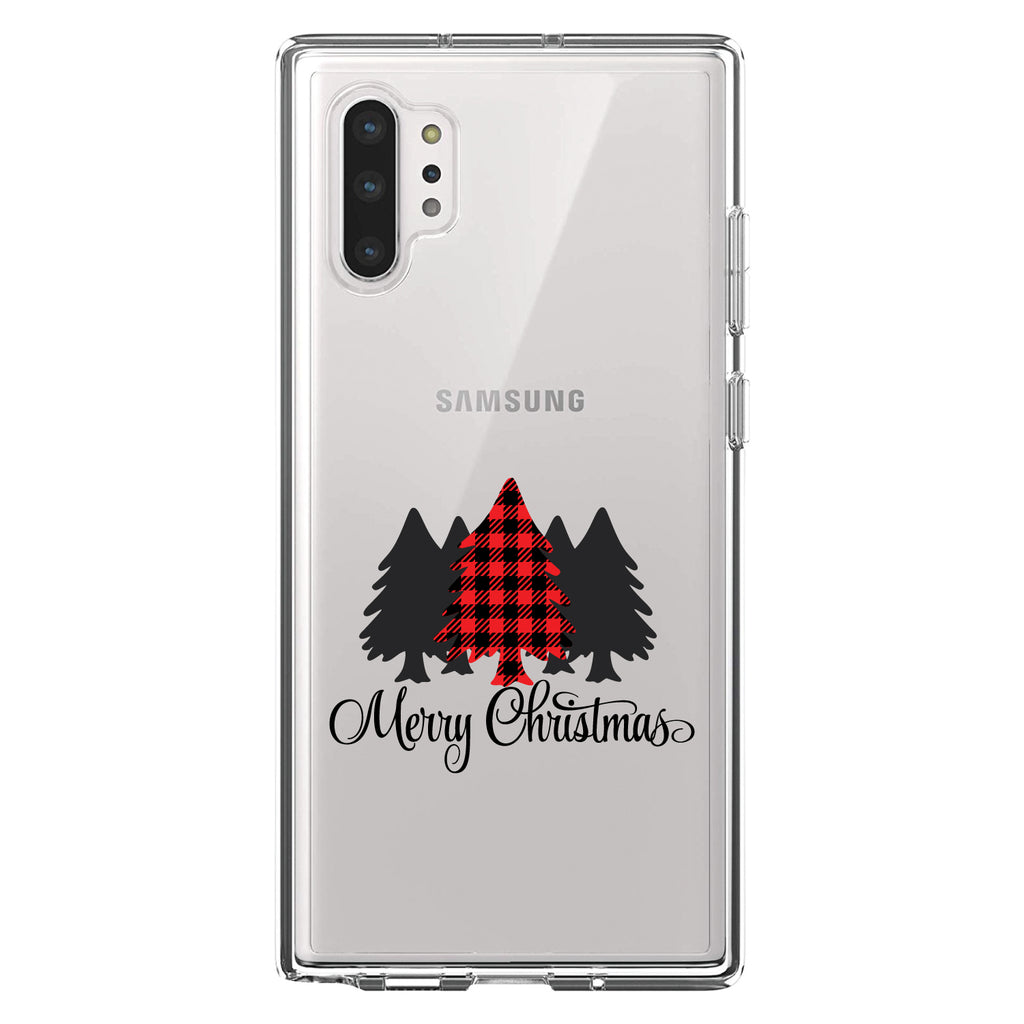 Merry Christmas Plaid Tree Clear Shockproof iPhone Case, view 10