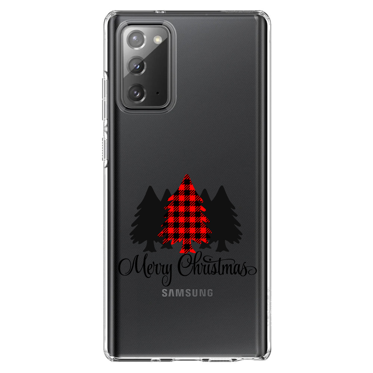 Merry Christmas Plaid Tree Clear Shockproof iPhone Case, view 8