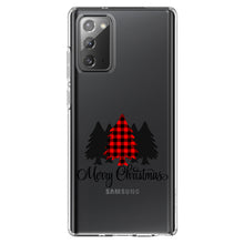 DistinctInk® Clear Shockproof Hybrid Case for Apple iPhone / Samsung Galaxy / Google Pixel - Merry Christmas Plaid Tree