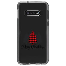 DistinctInk® Clear Shockproof Hybrid Case for Apple iPhone / Samsung Galaxy / Google Pixel - Merry Christmas Plaid Tree