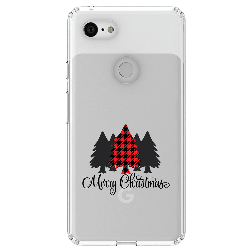 Merry Christmas Plaid Tree Clear Shockproof iPhone Case, view 21