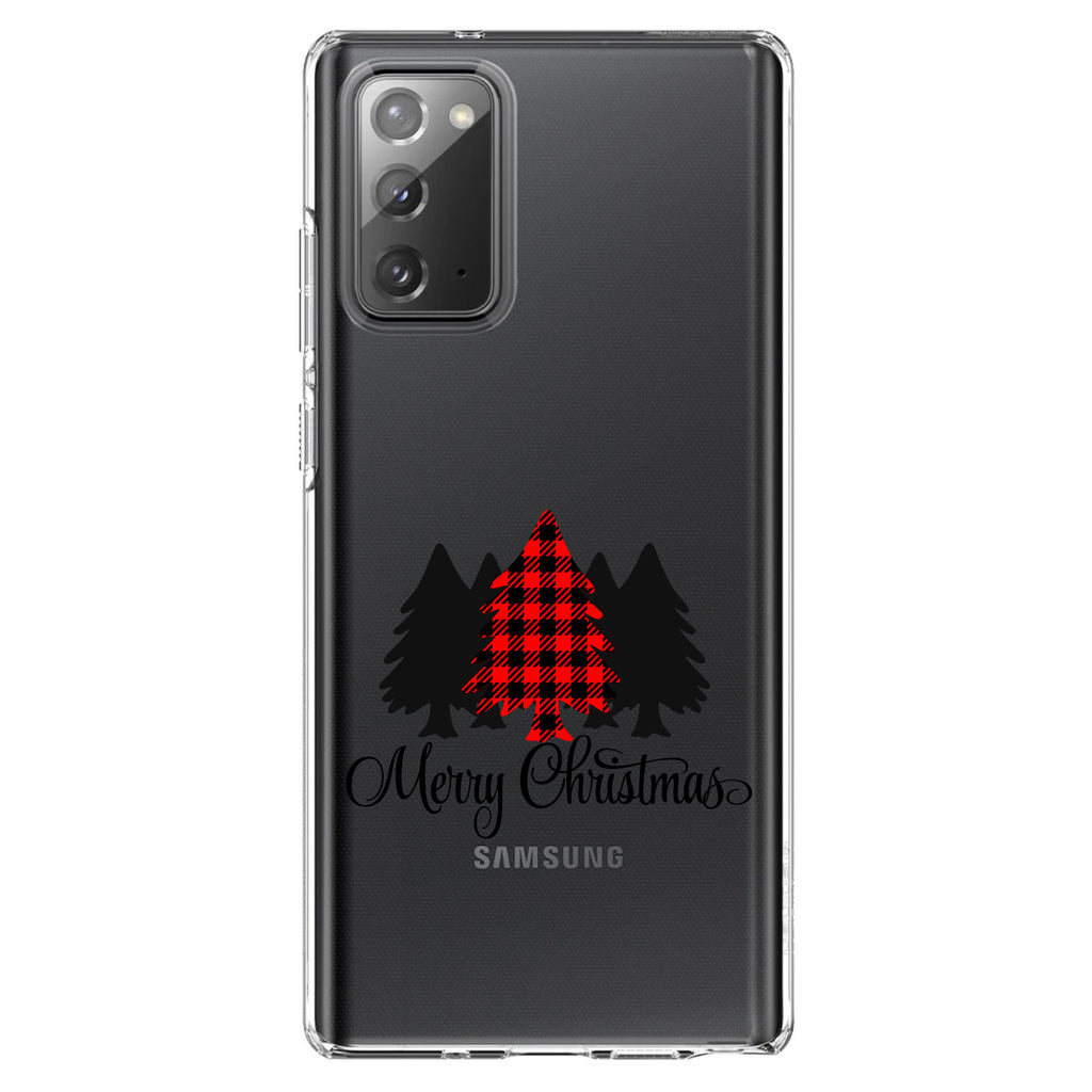 Merry Christmas Plaid Tree Clear Shockproof iPhone Case, view 7