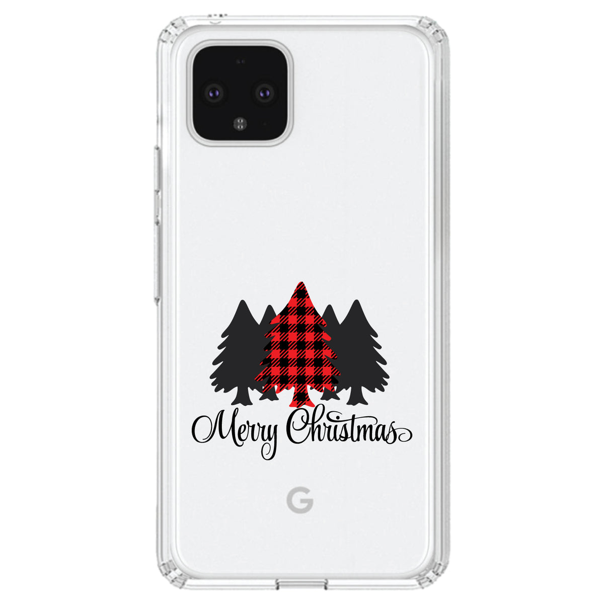 Merry Christmas Plaid Tree Clear Shockproof iPhone Case, view 24