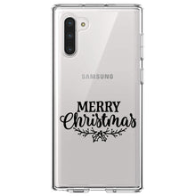 DistinctInk® Clear Shockproof Hybrid Case for Apple iPhone / Samsung Galaxy / Google Pixel - Merry Christmas Mistletoe - Black