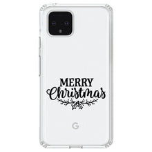 DistinctInk® Clear Shockproof Hybrid Case for Apple iPhone / Samsung Galaxy / Google Pixel - Merry Christmas Mistletoe - Black