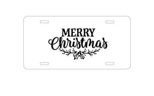 DistinctInk Custom Aluminum Decorative Vanity Front License Plate - Merry Christmas Mistletoe - Black