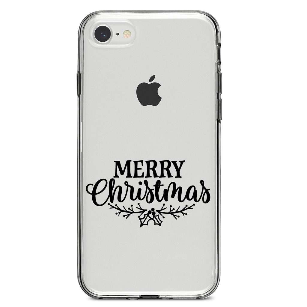 Merry Christmas Mistletoe, Black Clear Shockproof iPhone Case, view 5
