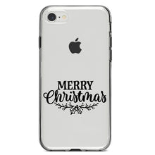 DistinctInk® Clear Shockproof Hybrid Case for Apple iPhone / Samsung Galaxy / Google Pixel - Merry Christmas Mistletoe - Black