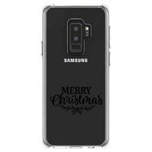 DistinctInk® Clear Shockproof Hybrid Case for Apple iPhone / Samsung Galaxy / Google Pixel - Merry Christmas Mistletoe - Black