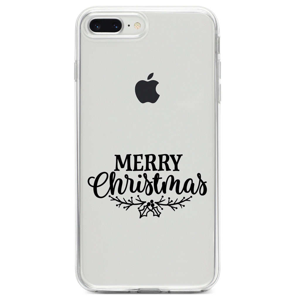 Merry Christmas Mistletoe, Black Clear Shockproof iPhone Case, view 6