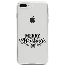 DistinctInk® Clear Shockproof Hybrid Case for Apple iPhone / Samsung Galaxy / Google Pixel - Merry Christmas Mistletoe - Black