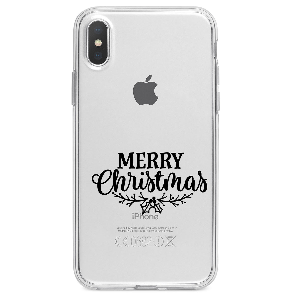 Merry Christmas Mistletoe, Black Clear Shockproof iPhone Case, view 4
