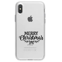 DistinctInk® Clear Shockproof Hybrid Case for Apple iPhone / Samsung Galaxy / Google Pixel - Merry Christmas Mistletoe - Black