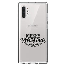 DistinctInk® Clear Shockproof Hybrid Case for Apple iPhone / Samsung Galaxy / Google Pixel - Merry Christmas Mistletoe - Black