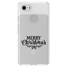 DistinctInk® Clear Shockproof Hybrid Case for Apple iPhone / Samsung Galaxy / Google Pixel - Merry Christmas Mistletoe - Black