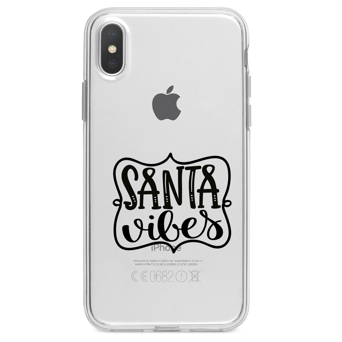Santa Vibes, Christmas Clear Shockproof iPhone Case, view 2