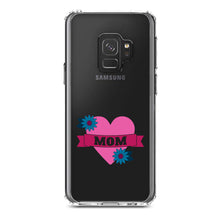 DistinctInk® Clear Shockproof Hybrid Case for Apple iPhone / Samsung Galaxy / Google Pixel - Love Mom - Flower Heart Banner