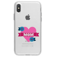 DistinctInk® Clear Shockproof Hybrid Case for Apple iPhone / Samsung Galaxy / Google Pixel - Love Mom - Flower Heart Banner