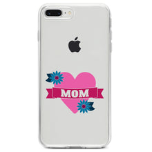 DistinctInk® Clear Shockproof Hybrid Case for Apple iPhone / Samsung Galaxy / Google Pixel - Love Mom - Flower Heart Banner