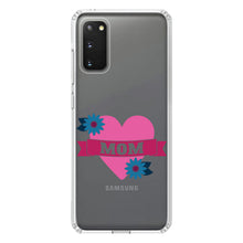DistinctInk® Clear Shockproof Hybrid Case for Apple iPhone / Samsung Galaxy / Google Pixel - Love Mom - Flower Heart Banner