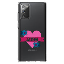 DistinctInk® Clear Shockproof Hybrid Case for Apple iPhone / Samsung Galaxy / Google Pixel - Love Mom - Flower Heart Banner