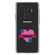 DistinctInk® Clear Shockproof Hybrid Case for Apple iPhone / Samsung Galaxy / Google Pixel - Love Mom - Flower Heart Banner