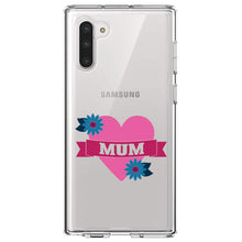 DistinctInk® Clear Shockproof Hybrid Case for Apple iPhone / Samsung Galaxy / Google Pixel - Love Mum - Flower Heart Banner
