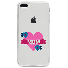 DistinctInk® Clear Shockproof Hybrid Case for Apple iPhone / Samsung Galaxy / Google Pixel - Love Mum - Flower Heart Banner