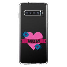 DistinctInk® Clear Shockproof Hybrid Case for Apple iPhone / Samsung Galaxy / Google Pixel - Love Mum - Flower Heart Banner