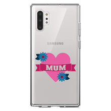 DistinctInk® Clear Shockproof Hybrid Case for Apple iPhone / Samsung Galaxy / Google Pixel - Love Mum - Flower Heart Banner