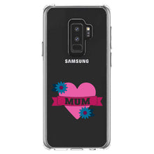 DistinctInk® Clear Shockproof Hybrid Case for Apple iPhone / Samsung Galaxy / Google Pixel - Love Mum - Flower Heart Banner